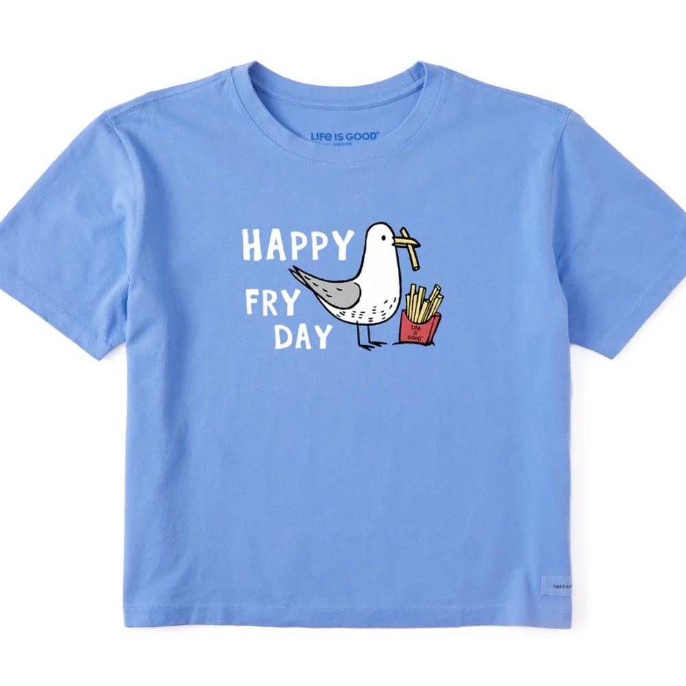 Life Is Good Child Unisex Navy Blue Happy FryDay Graphic Tee, XXL